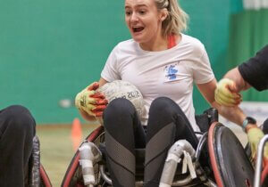 Mel Woods competing in the WheelPower Inter Spinal Unit Games